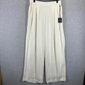 The Normal Brand Women's Size L NWT Ezra Crepe Pant Ivory White Wide Leg